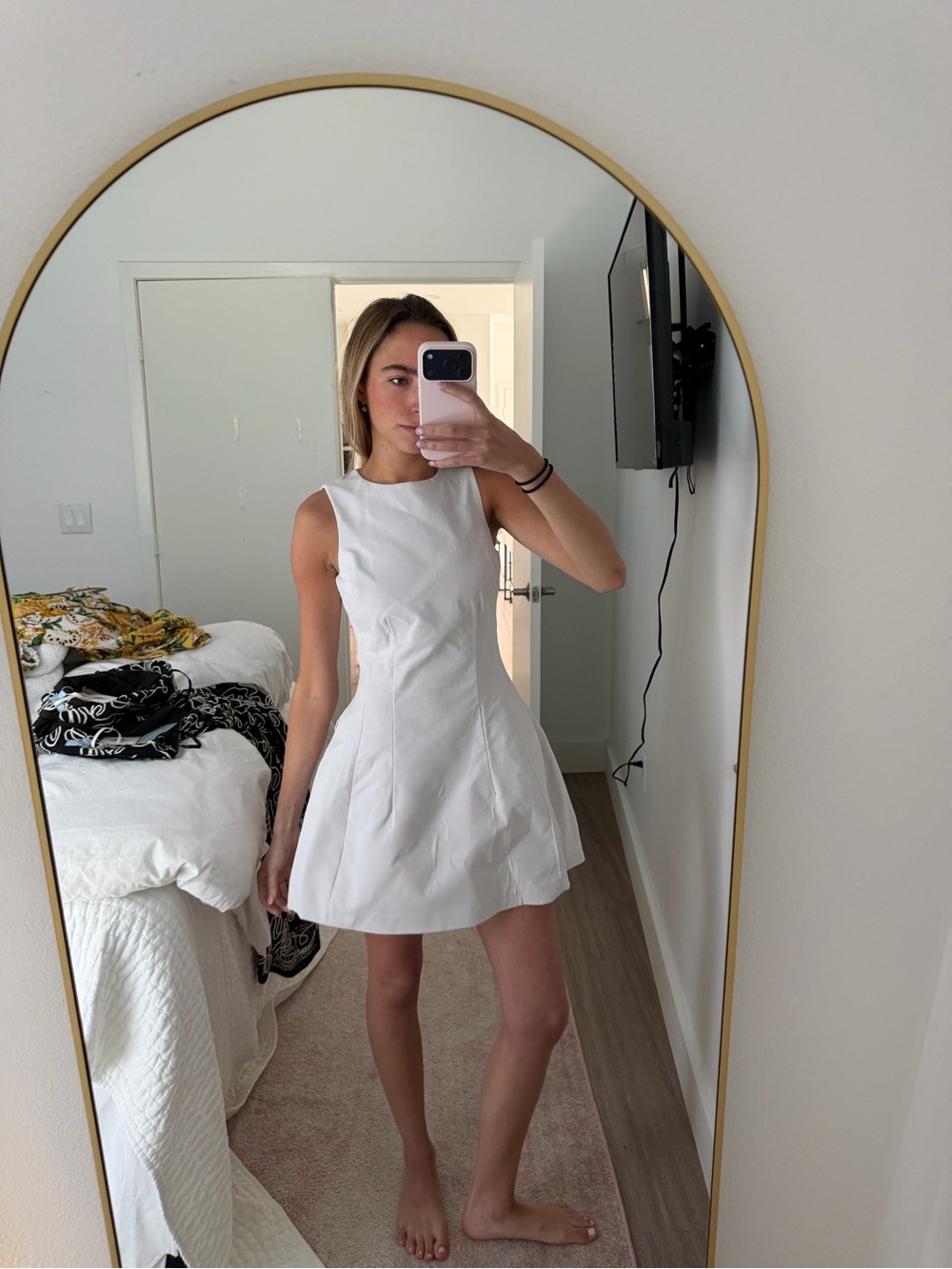 Emma Crepe Structured Sleeveless A-Line Mini Dress - Picture 2 of 3